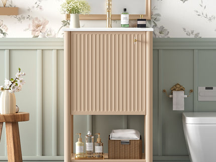 Bathroom Vanity With Sink, Freestanding Single Cabinet Set - Cream White