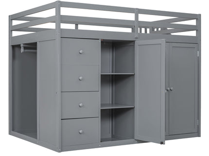 Loft Bed With Built In Wardrobes, Cabinets And Drawers