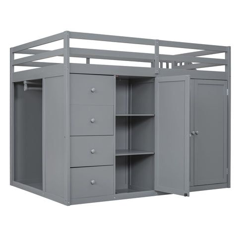 Loft Bed With Built In Wardrobes, Cabinets And Drawers