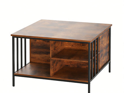 Lift Top Coffee Table With Storage, Adjustable Height Living Room - Black / Brown