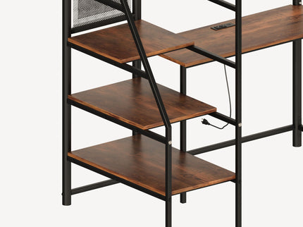 Metal Loft Bed With Built - In Charging Station And LED Light