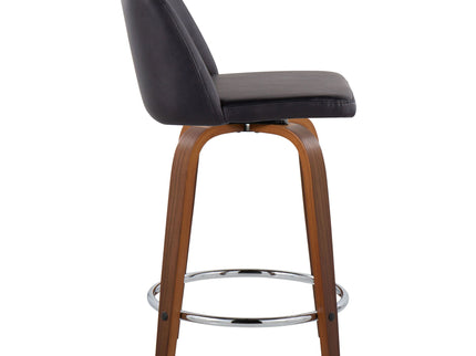 Toriano - Mid Century Modern Fixed Height Counter Stool With Swivel With Round Footrest (Set of 2)