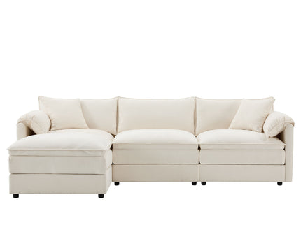 Modular Sectional With Deep And Wide Seat, Cloud Couch Set With Double Cushions Sofa With Movable Ottoman