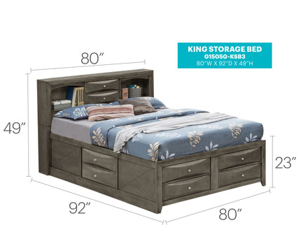 Modern Design Storage Bed With Bookcase Headboard