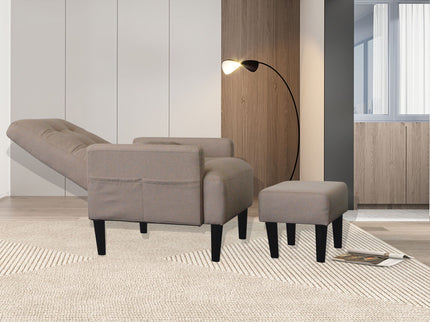 Living Room Sofa Single Chair And Ottoman, Modern Multi-Function Fabric Living Room Sofa Lounge Chair Bed And Stool. Soft Leisure Single Chair Adjustable Into 5 Angles With Sofa Bed