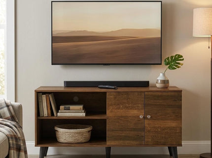 Amidon - TV Stand, With 2 Storage Shelves And 1 Cabinet