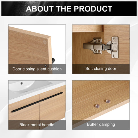 Bathroom Vanity Set With Resin Countertop Sink, 2 Doors