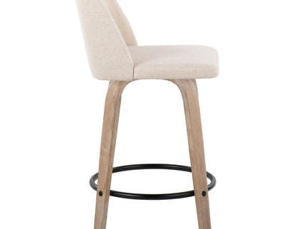 Toriano - Contemporary Fixed-Height Counter Stool & Swivel With Round Footrest (Set of 2)