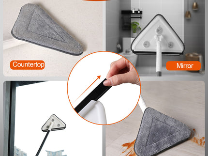 Effortless Wall Cleaning Mop With Disposable Pads, Versatile Triangle Design - White