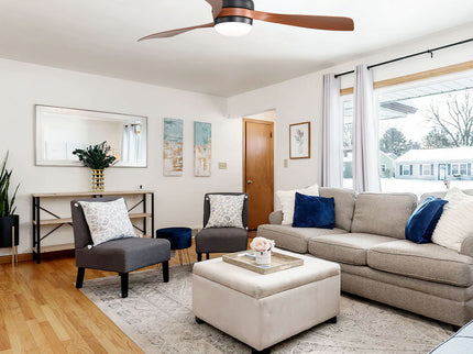 Ceiling Fan With 3 Blades, Remote Control, Reversible DC Motor, Noiseless Operation, 3 Downrods