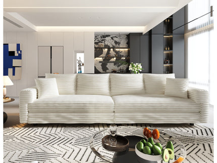 Deep Seat Convertible Sofa With Soft Pillows And Ottomans