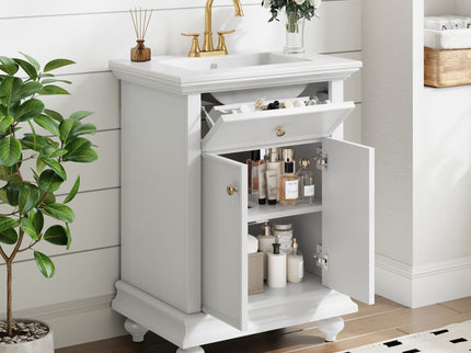 Modern Bathroom Vanity With Tip-Out Drawer And Soft-Close Hinges