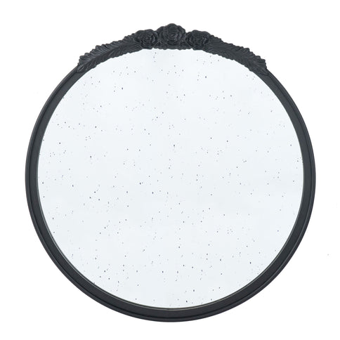 Round Hand Carved Rose Antique Mirror Frame, Wall Mirror For Live Space