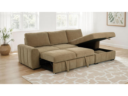 Logan - Sleeper Sectional Sofa With Right Arm Chaise - Camel