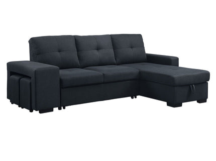 Lucas - Sleeper Sectional Sofa With Reversible Storage Chaise - Dark Gray