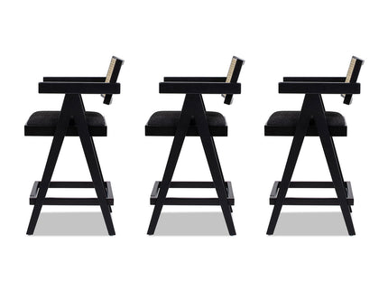 Milan - Modern Webbing Back Stool With Arms (Set of 3)