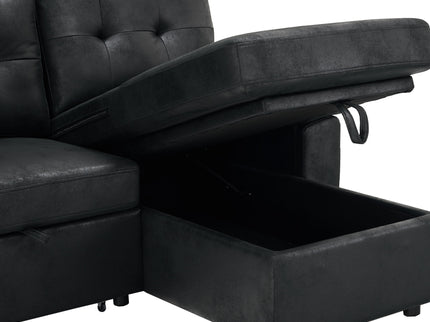 Convertible L - Sectional Sofa Bed With Storage Chaise And Padded Armrests