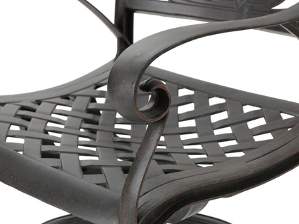 Outdoor Cast Aluminum Swivel Bar Stool With Scrolled Arms - Bronze