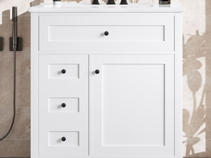 Modern Bathroom Vanity With Sink, 3 Drawers And Adjustable Shelf