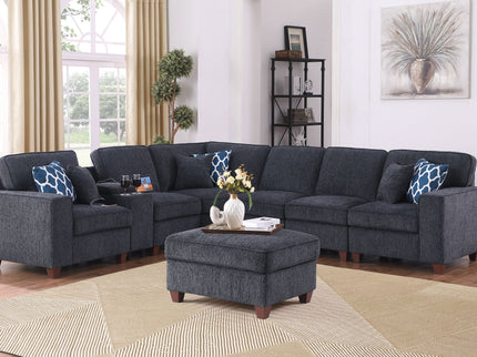 Gina - Sectional Sofa With Ottoman - Black