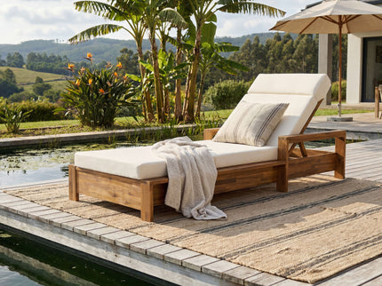 Chaise Lounge Set With 4 Fold Cushion And Built In Headrest, 3 Position Adjustable