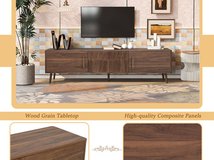 TV Stand With 2 Drawers, Media Console Table For TVs Up To 80'' For Living Room - Walnut