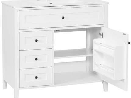 Bathroom Vanity With Sink, 3 Drawers & Cabinet With Adjustable Shelves