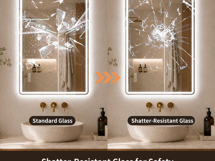24" X 32" Rectangular Front Lighted And Backlit LED Bathroom Mirror With Anti Fog - Clear
