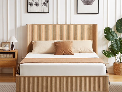 Wave Pattern Headboard Platform Bed Frame