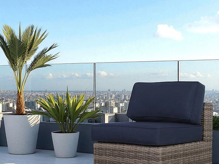 Wide Armless Outdoor Chairs With Cushions (Set of 2)