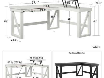 Crestwood - Lift Top L Desk - Black