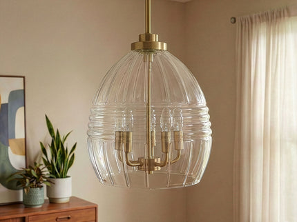 Zen - 5 Pendant Chain Hanging Light - Clear / Gold