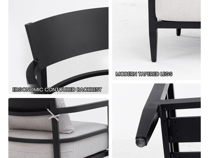 Outdoor Lounge Chair With Ember Frame, Sunbrella Cast Cushion, Weather Resistant - Ember Black