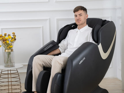 Bosscare - Massage Chair Recliner With Zero Gravity, Full Body Airbag Massage Chair With Bluetooth Speaker, Foot Roller Brown - Brown