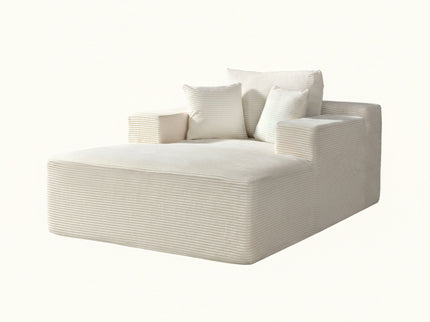 Convertible Chaise Lounge Chair With Wide Armrest & Throw Pillows