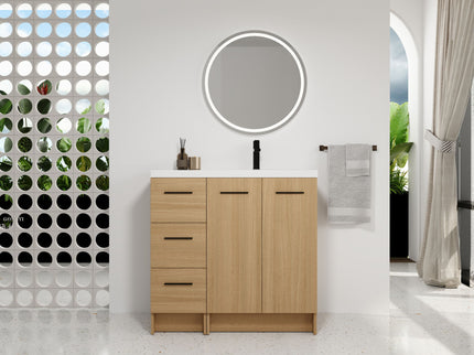 Wall Mounted Floating Bathroom Vanity With Sink, Door & Drawers Modular Cabinet