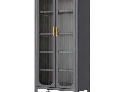 6 Tier Storage Cabinet With Transparent Door, Adjustable Shelves & Wheels