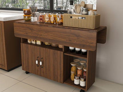 Multi Functional Folding Table With Storage Shelves And Wheels