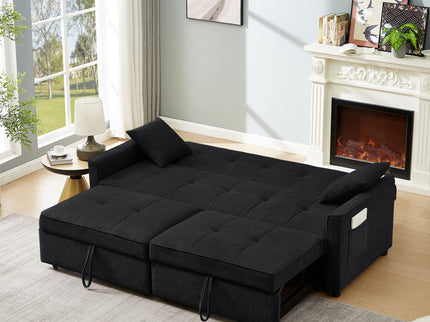 3 In 1 Convertible Sleeper Sofa Bed, Reclining Backrest, Pillows, Pockets