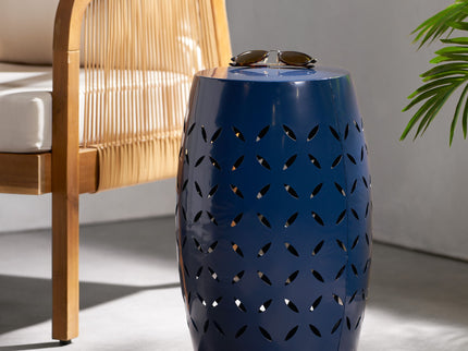 Outdoor Lace Cut Side Table - Navy Blue