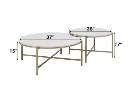 Zaidee - Marble Top Nickel Nesting Table Set - White