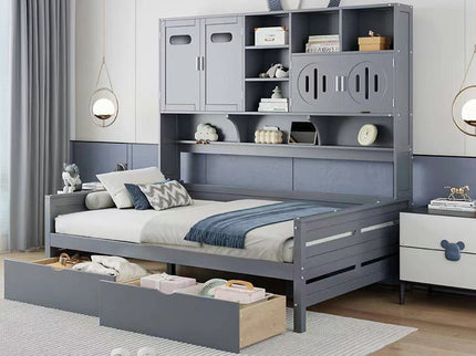 Daybed With All-In-One Cabinet And Shelf
