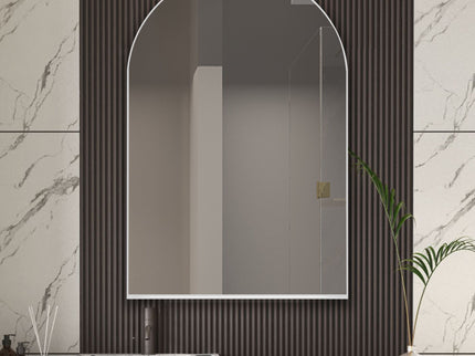 Arched Recessed Medicine Cabinet, Metal Framed Bathroom Wall Cabinet With Mirror And Adjustable Shelves, Wall Mirror With Storage For Bathroom