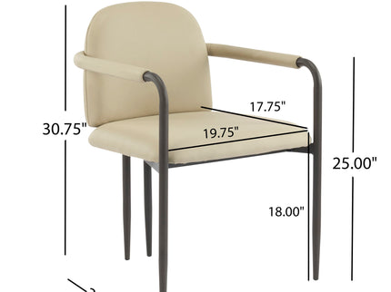 Modern Dining Chair (Set of 2) With Iron Frame - Espresso / Khaki