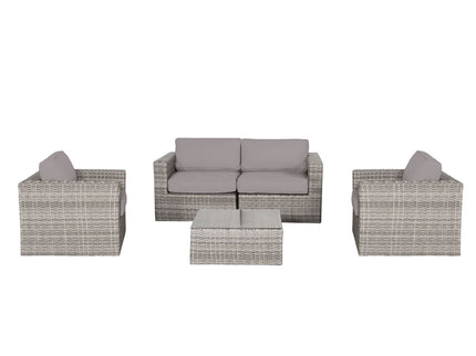 Wicker Seating Group Set With Table And Cushions