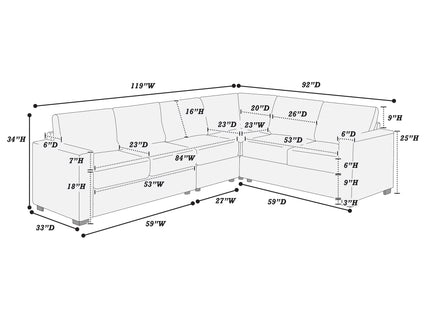 L-Shaped Sectional Set For Living Room