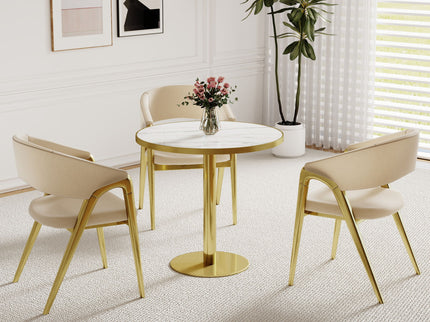 Round Bistro Table - Gold / White