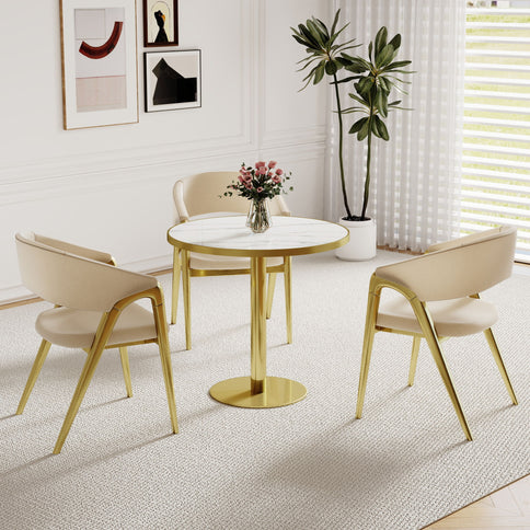 Round Bistro Table - Gold / White