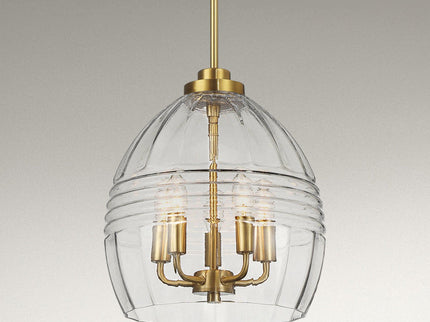 Zen - 5 Pendant Chain Hanging Light - Clear / Gold