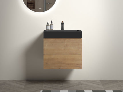Alice - Natural Oak Bathroom Vanity With Sink, Large Storage Wall Mounted Floating Bathroom Vanity For Modern Bathroom, One-Piece Sink Basin Without Drain